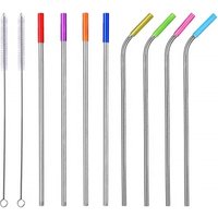Amazon Reusable replacement metal drinking straws Stainless Steel Straws with Silicone Tips