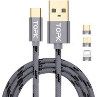 Free Shipping TOPK AN09 1M Gold Plating Nylon Weave Micro USB Type C Charging Cable