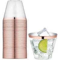 Disposable Wedding Elegant Party Gold Rim 9 Oz Rose Gold Plastic Cups