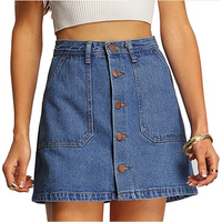 Button Front Denim Line Short Skirt