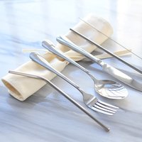 Eco Friendly Reusable Stainless Steel Camping Cutlery Set Metal Flatware Knife Fork Spoon Straws Set with Portable Pouch