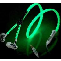 High Quality Full Glowing Earphone Luminous Light Metal Zipper Ear Phones Glow In The Dark For Iphone/Samsung /MP3 With Mic