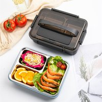 1.8L/60oz Promotion Gift Portable Metal Bento Rectangle 304 Stainless Steel Lunch Box with Multi-compartment with handle