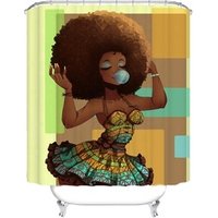 African Black Girl Shower Curtains for Bathroom