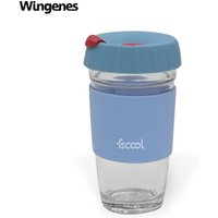 Wingenes Reusable Glass Coffee Cup Silicone Lid