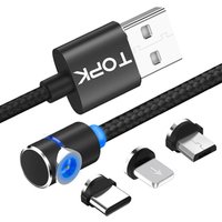 TOPK 3 in 1 High Quality 90 degree magnetic cable (L type) For Phone