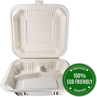 100 Eco Friendly Cornstarch Disposable Food Containers