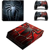 TECTINTER Spiderman Design Skin Sticker For Sony Playstation 4 Pro Console & 2PCS Controller Skin Decal For PS4 Pro Game Console