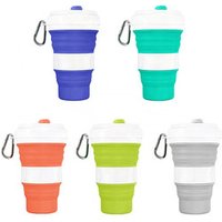 Collapsible Travel Cup Camp Folding Up Silicone Water Tea Coffee Cup with Lid Silicone Foldable Coffee Cup