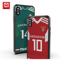 Custom 2018 World Cup Soccer Jersey Design Flag TPU Cover UV Printing Tempered Glass Mobile Phone Case For iphone X 10 8 7 Plus