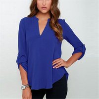 V Neck Chiffon Casual Blouse – Plus