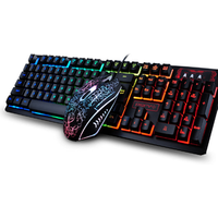 Wired 104 Keys Multimedia Ergonomic Gaming Keyboard and Mouse with Laser Printing + 2400DPI 4D mouse