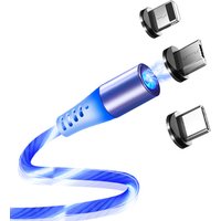 2019 new design wholesale Mobile phone accessories LED lighting Charging Magnetic 3 in 1 Usb Cable for micro/ios/type c