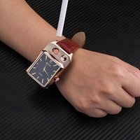 Watch men Rechargeable USB Lighter Watches Electronic Quartz Wristwatches Windproof Flameless Cigarette Lighter