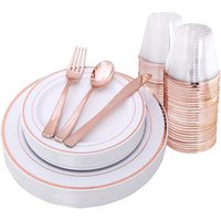 Rose Gold Disposable Plastic Dinnerware Set