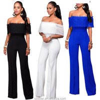 Off Shoulder Lace Up Summer Jumpsuit