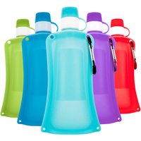 Eco-friendly Lightweight 500ml Silicone Folding Water Bottle with Lid