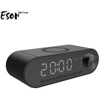 Eson Style 10W 2019 LED FM Radio digital display clock wireless charging speaker