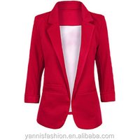 Notched Three Quarter Sleeve Blazer