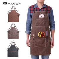 High quality durable vintage water-resistant waxed canvas leather bbq barber unisex apron with leather strap for barbers