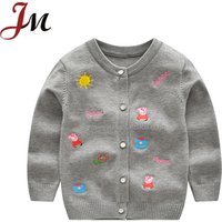Stylish kids jacket wholesale baby girls pappa embroidery knitting sweater cardigan