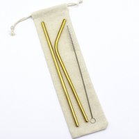 6mm Straight and bent bubble tea drinking straw with cleaning brush 2+1 set