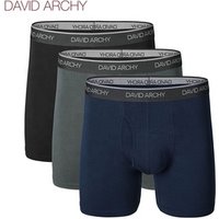 David Archy Ultra Soft Underwear Bamboo Boxer with Fly Underwear for Men in 3 Pack