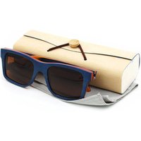 Wholesale new glasses product square shape blue Polarizing bamboo wooden sunglasses