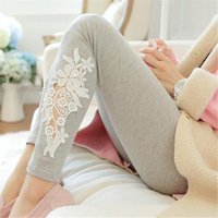 Comfort Soft Stretch Flower Lace Knitted Cotton Leggings