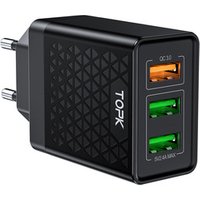 TOPK 3-Port 30W 3A Quick Charge B354Q Portable Mobile Phone USB Wall Charger