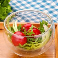 Top quality heat resistant double wall glass salad serving bowl