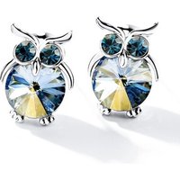 Dara Jewelry Blue Cute Crystal Night Owl Clip-on Earrings for Girl