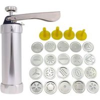 Dough Gun Gun Biscuit Maker Stainless Steel Cookie Press icing Gun Set with 20 Discs and 4 Icing Tips