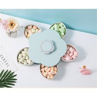 Rotating Candy Storage Box Flower Shaped Dried Fruit Plate Nuts Snack Dessert Dish Party Food Storage Box