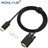 Display port to vga cable DP DisplayPort to VGA 6 Feet Cable Male to Male Gold-Plated Cord Compatible for computer connecters