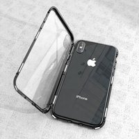 Super High Quality 360 Full Protective Screen protector Magnetic Aluminum+ Glass Phone Case for Iphone X