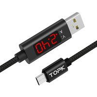 TOPK Micro USB Cable 1M Voltage and Current Display Nylon Braided Charging Cable