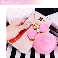 Luxury Diamond Mirror TPU Fur Ball Tassel Phone Case Cover For Samsung Galaxy S6 Edge Plus S7 edge S8 S9 S10 Plus J5 J7 A5 A8