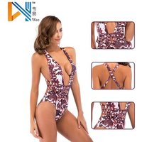 summer mature girl snake print beachwear one piece sexy swimwear for women