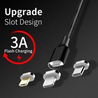 New design 3 in 1 Side light led usb cable with data cables magnetic usb cable