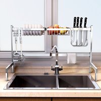 Multi-function Dish Drying Rack Over Sink Display Stand Type Stainless Steel Kitchen Storage Shelf Holder