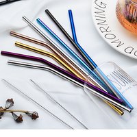 High Quality Custom Stainless Steel Metal Drinking Straw Reusable Straw Set with Cleaning Brush Customized Bag and Case
