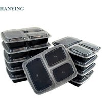 Plastic BPA Free Takeaway Disposable Food Storage Meal Prep Containers Microwave 3 Compartment Lunch Bento Box for Kids