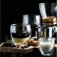 Factory Supplied Bodum Style LFGB Standard 350ML Big Capacity Double Wall Personalissed Glass Cup