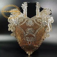 LOCACRYSTAL Decorative Rhinestone Collar Applique Beaded Neckline