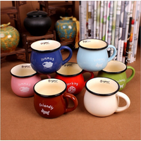 Breakfast Colourful pottery big belly ceramic milk coffee Porcelain cup