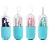 Silicone Straw Reusable Folding Drinking Straw with Carrying Case and Cleaning Brush for Travel Home Office Travel Household Top