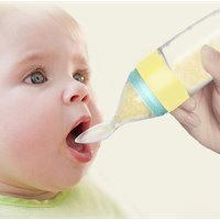 Useful Safety Silicone Baby Bottle With Spoon Food Supplement Rice Paste Feeding Bottles Convenient and practical 240ML