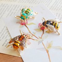 Graceful Spring Colorful Enamel Bee Brooches