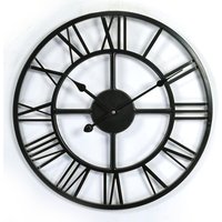 16 inch 40cm round black modern antique vintage metal home decorative quartz wall mounted clock for living room
